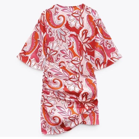 Zara Women's Carla Paisley Floral Wrap Dress Large Pink Bloggers Favorite - Picture 16 of 16